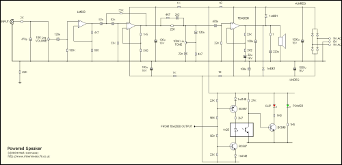Schematic of the Powered Speaker -
      Click to enlarge