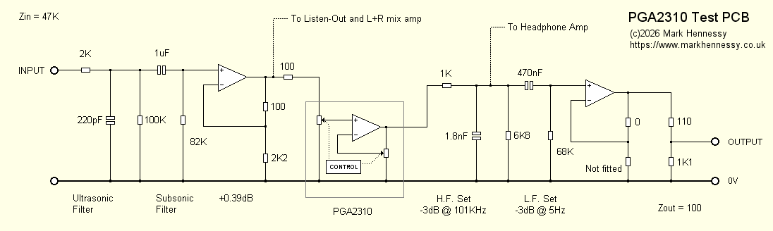 PGA2310 test schematic click to enlarge
